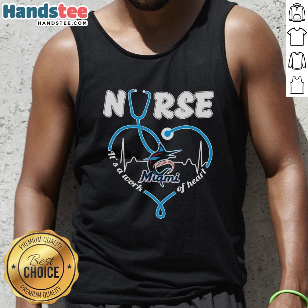 official-nurse-miami-marlins-stethoscope-its-a-work-of-heart-tank-top Official Nurse Miami Marlins stethoscope tank top with 'It's a Work of Heart' design, perfect for nurse fans.