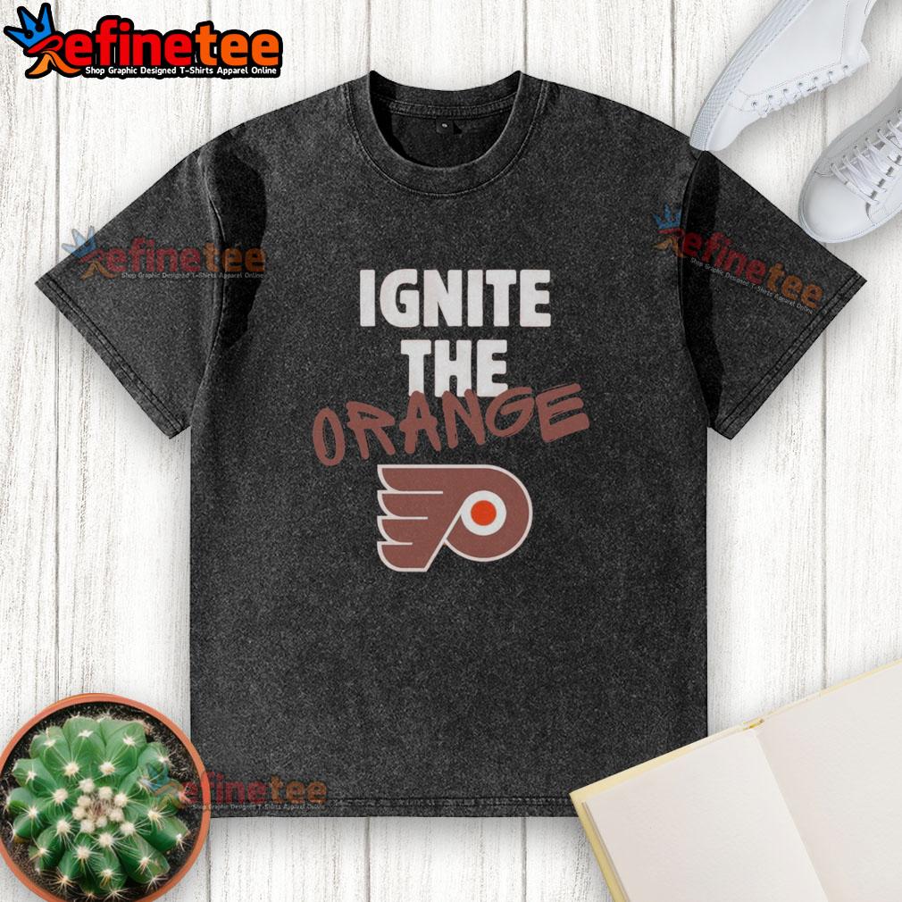 official-philadelphia-flyers-ignite-the-orange-2026-nhl-playoffs-fan-gear-washed-t-shirt Official Philadelphia Flyers Ignite The Orange 2026 NHL Playoffs Fan Gear Washed T-Shirt featuring team colors and logo.
