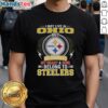 Official Pittsburgh Steelers NFL t-shirt featuring 'I May Live In Ohio On Sundays, My Heart Belongs To Steelers' design.