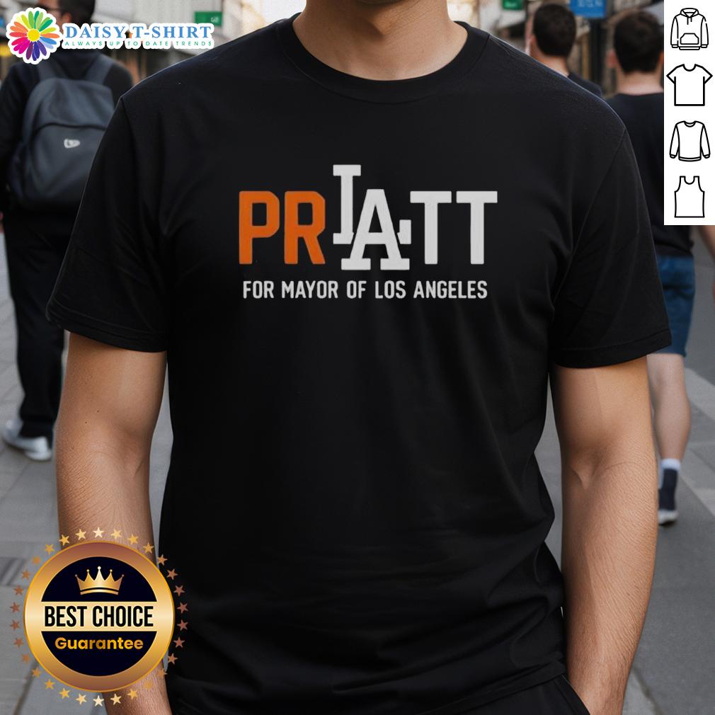 Official Pratt For Mayor Los Angeles 2026 T Shirt Official Pratt For Mayor Los Angeles 2026 T-Shirt featuring vibrant campaign graphics and bold text design.