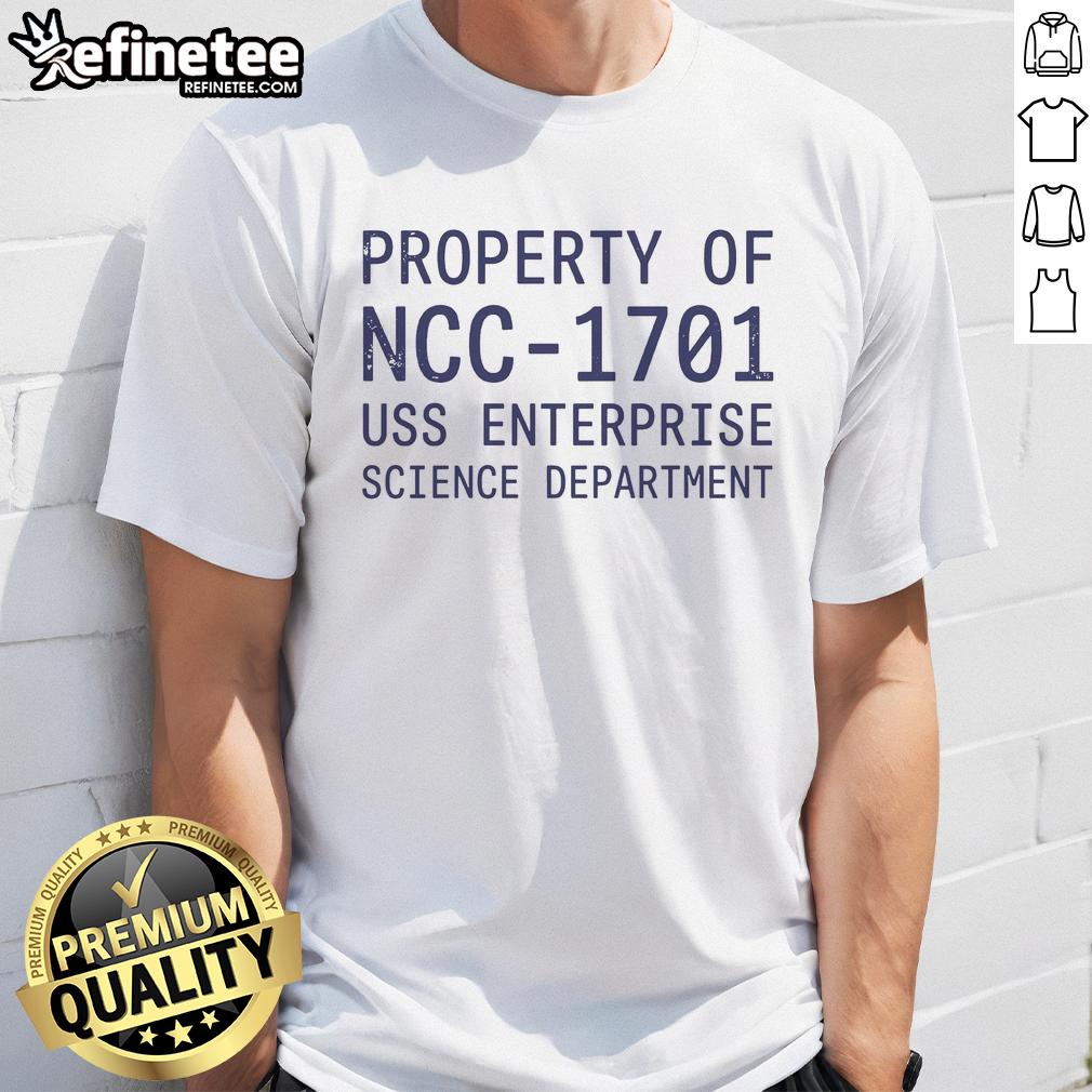 official-property-of-ncc-1701-uss-enterprise-science-department-t-shirt-1 Official Property Of NCC-1701 USS Enterprise Science Department T-Shirt featuring a sleek design for Star Trek fans.