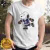 Alt Text: Official Snoopy wearing a Buffalo Sabres ice hockey jersey t-shirt, perfect for fans and collectors of sports apparel.