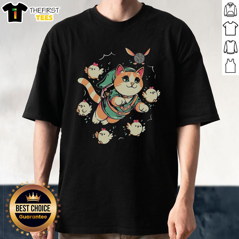 official-the-legend-of-meow-t-shirt Alt Text: Official The Legend Of Meow T-Shirt featuring a vibrant design with a cat in a fantasy landscape, perfect for fans.