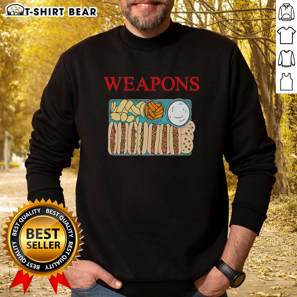 Official Weapons Fast Foods Hot Dog Cookies Chips Sweatshirt Official Fast Foods sweatshirt featuring hot dog, cookies, and chips graphics for food lovers and fashion enthusiasts.