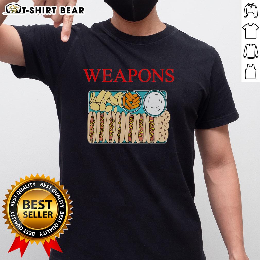 Official Weapons Fast Foods Hot Dog Cookies Chips T Shirt Official Weapons Fast Foods T-Shirt featuring hot dog, cookies, and chips graphic design for food lovers.