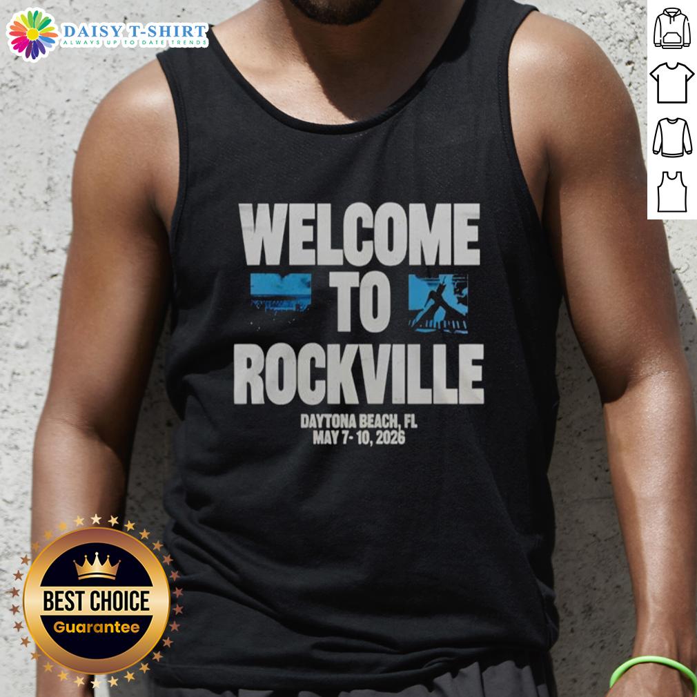 Official Welcome To Rockville 2026 Tank Top Alt Text: Official Welcome to Rockville 2026 tank top featuring vibrant graphics and festival branding for music enthusiasts.