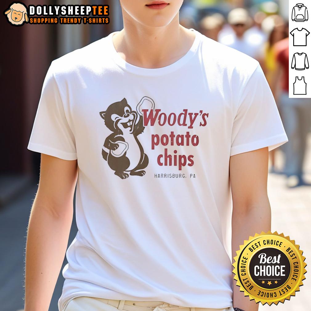 Official Woody'S Potato Chips Harrisburg Pa T Shirt Official Woody's Potato Chips Harrisburg PA T-Shirt featuring a vibrant design and logo for snack enthusiasts.