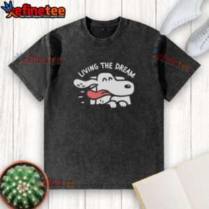 Alt Text: Nice Dog Days Living The Dream washed t-shirt featuring a playful dog graphic and vibrant colors.
