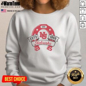 Top Nebraska Lucky Horseshoe Ash Sweatshirt featuring a stylish design for fans and outdoor enthusiasts.