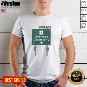 Premium Anaconda Opportunity Highway Sign Exit 208 T-Shirt featuring a vibrant graphic and comfortable fit for casual wear.