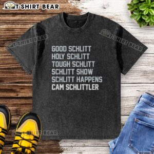 Alt Text: Awesome Good Schlitt Holy Schlitt Tough Schlitt Show T-Shirt featuring Cam Schlittler design for casual wear.