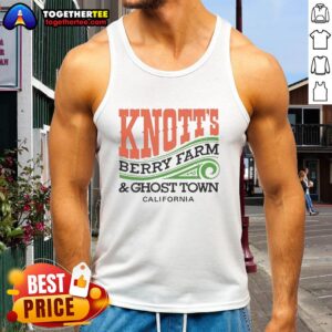 Official Knott's Berry Farm and Ghost Town California tank top featuring vibrant graphics and iconic park branding.
