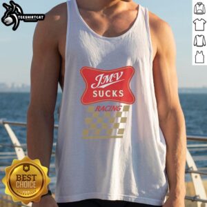 Original JMV Sucks Racing Tank Top in bold design, perfect for motorsport enthusiasts and summer wear.