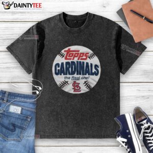 Original St. Louis Cardinals MLB X Topps Baseball The Real One Washed T-Shirt featuring team logo and vintage design.