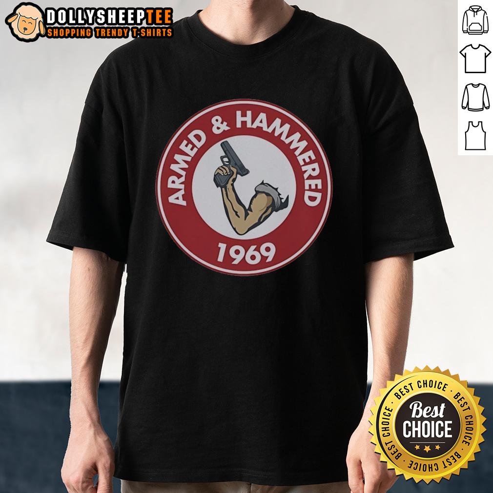 Original Armed And Hammered 1969 Unise Vintage T Shirt Alt Text: Vintage 1969 Armed And Hammered Unise T-Shirt featuring classic design and retro style for collectors and fashion enthusiasts.