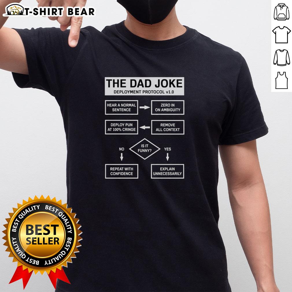 Original Dad Jokes Deployment Protocol T Shirt Original Dad Jokes Deployment Protocol T-Shirt featuring humorous graphics for dads who love tech and comedy.