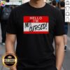 Funny 'Hello I Am Not Cursed' sign T-Shirt design, perfect for humor lovers and unique fashion statements.