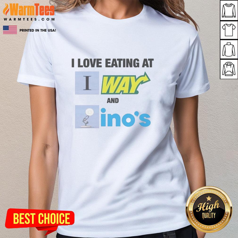 original-i-love-eating-at-subway-and-dominos-ladies-tee Alt Text: Original I Love Eating at Subway and Domino's Ladies Tee featuring a stylish design for food lovers.