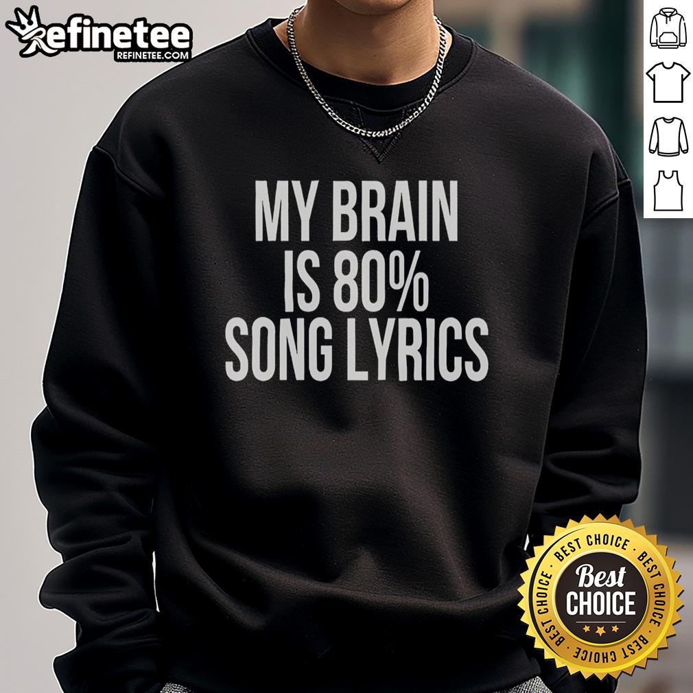 original-my-brain-is-80-percent-song-lyrics-funny-sweatshirt Funny sweatshirt featuring the lyrics My Brain Is 80 Percent for music lovers and humor enthusiasts. Perfect for casual wear.