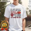 Alt Text: Original My Wife Says If I Watch One More Hoosiers Game She's Gonna Leave Me T-Shirt design for basketball fans.