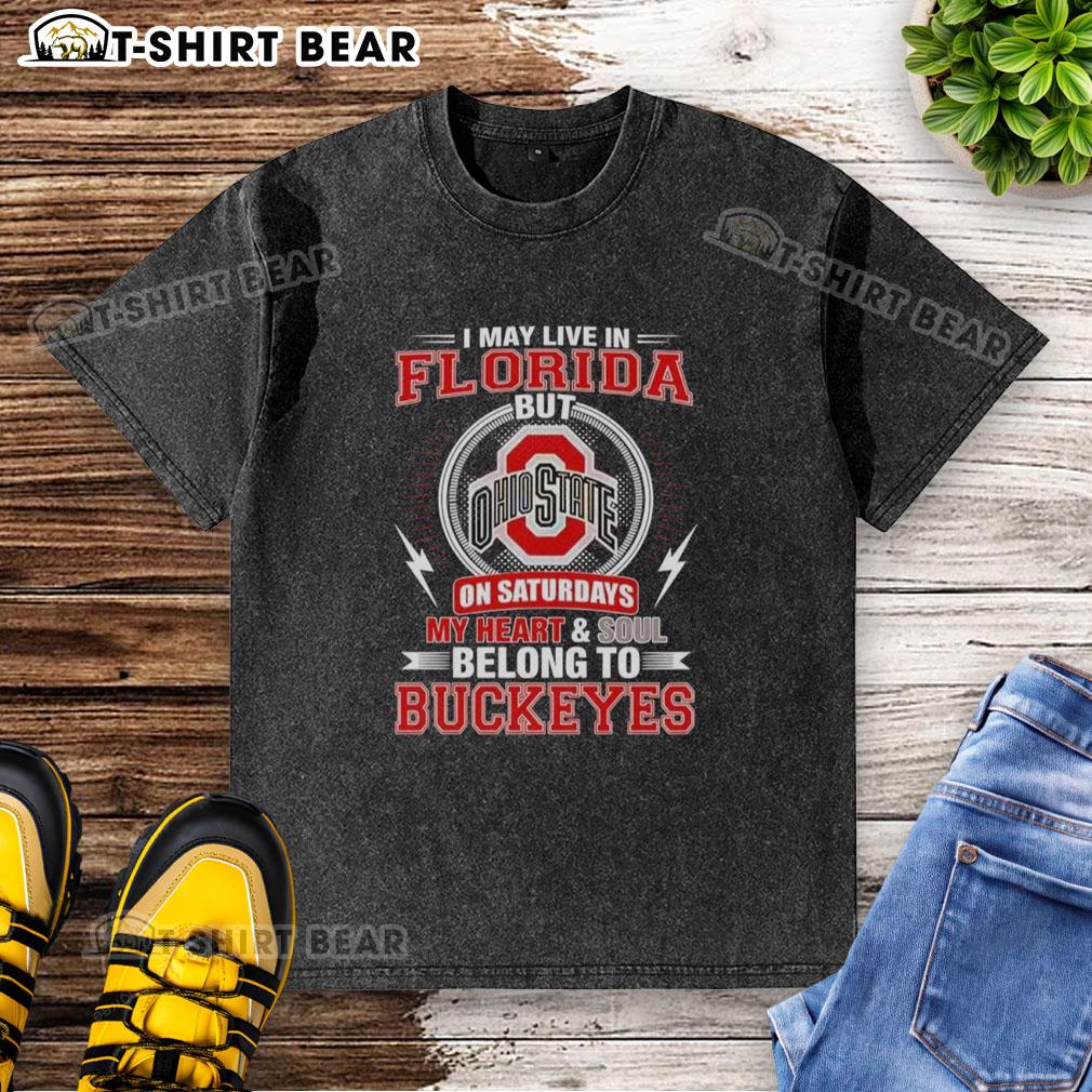 Original Ohio State Buckeyes I May Live In Florida Washed T Shirt Original Ohio State Buckeyes I May Live in Florida washed t-shirt, showcasing team pride in a casual, comfortable style.