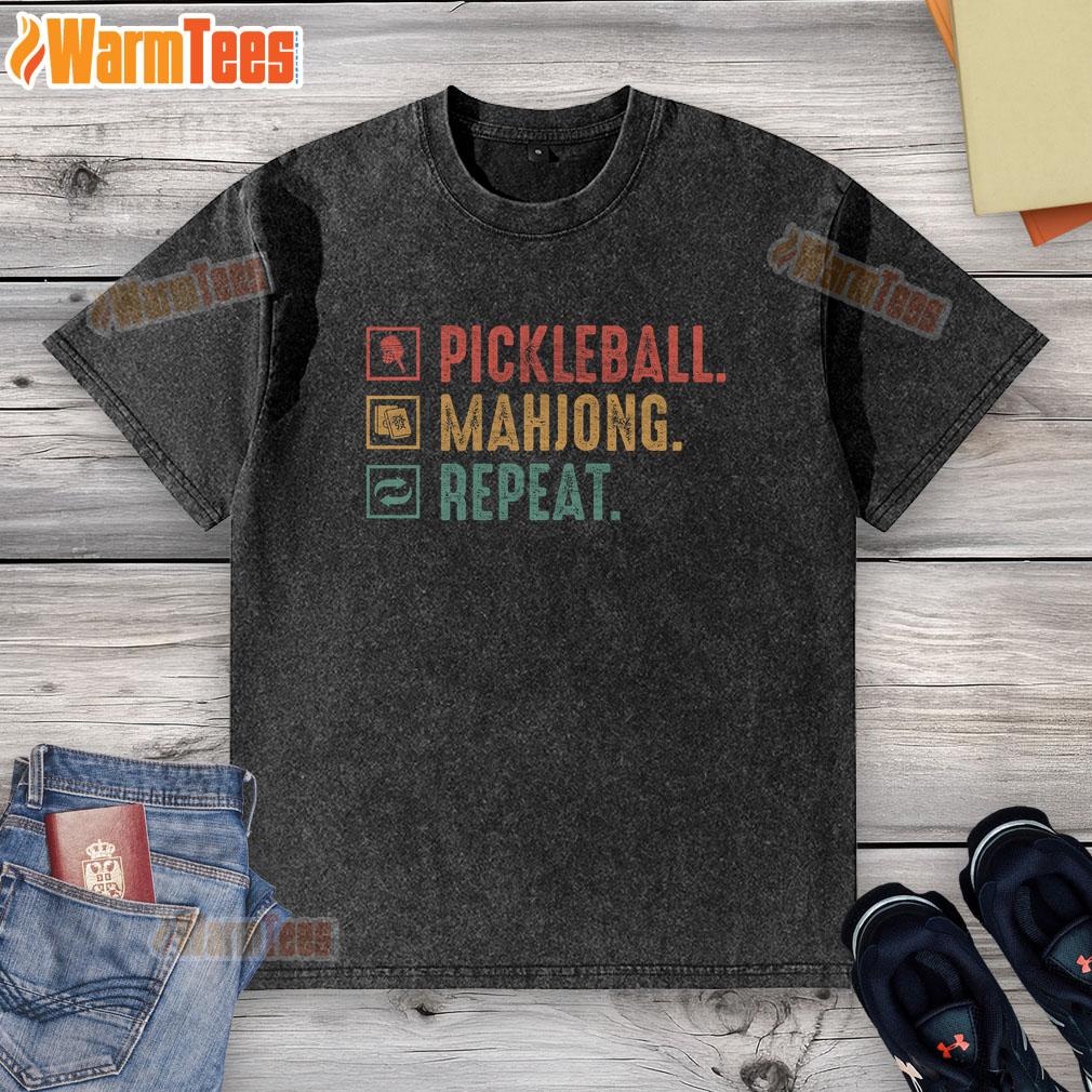 original-pickleball-mahjong-repeat-washed-t-shirt Original Pickleball Mahjong Repeat Washed T-Shirt in vibrant colors, perfect for casual wear and pickleball enthusiasts.