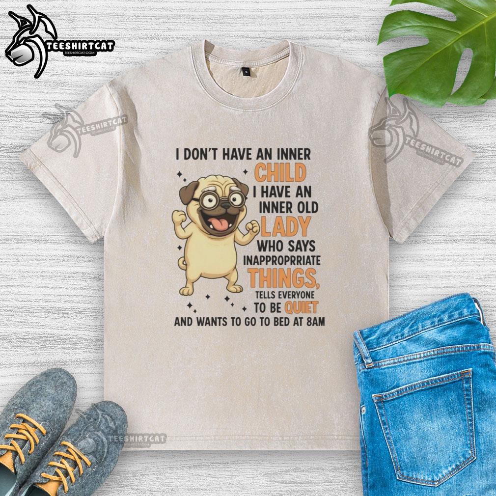 original-pug-with-glasses-inner-old-lady-says-inappropriate-things-washed-t-shirt Alt Text: Original pug wearing glasses on a washed T-shirt, embodying an inner old lady with a quirky, inappropriate sense of humor.