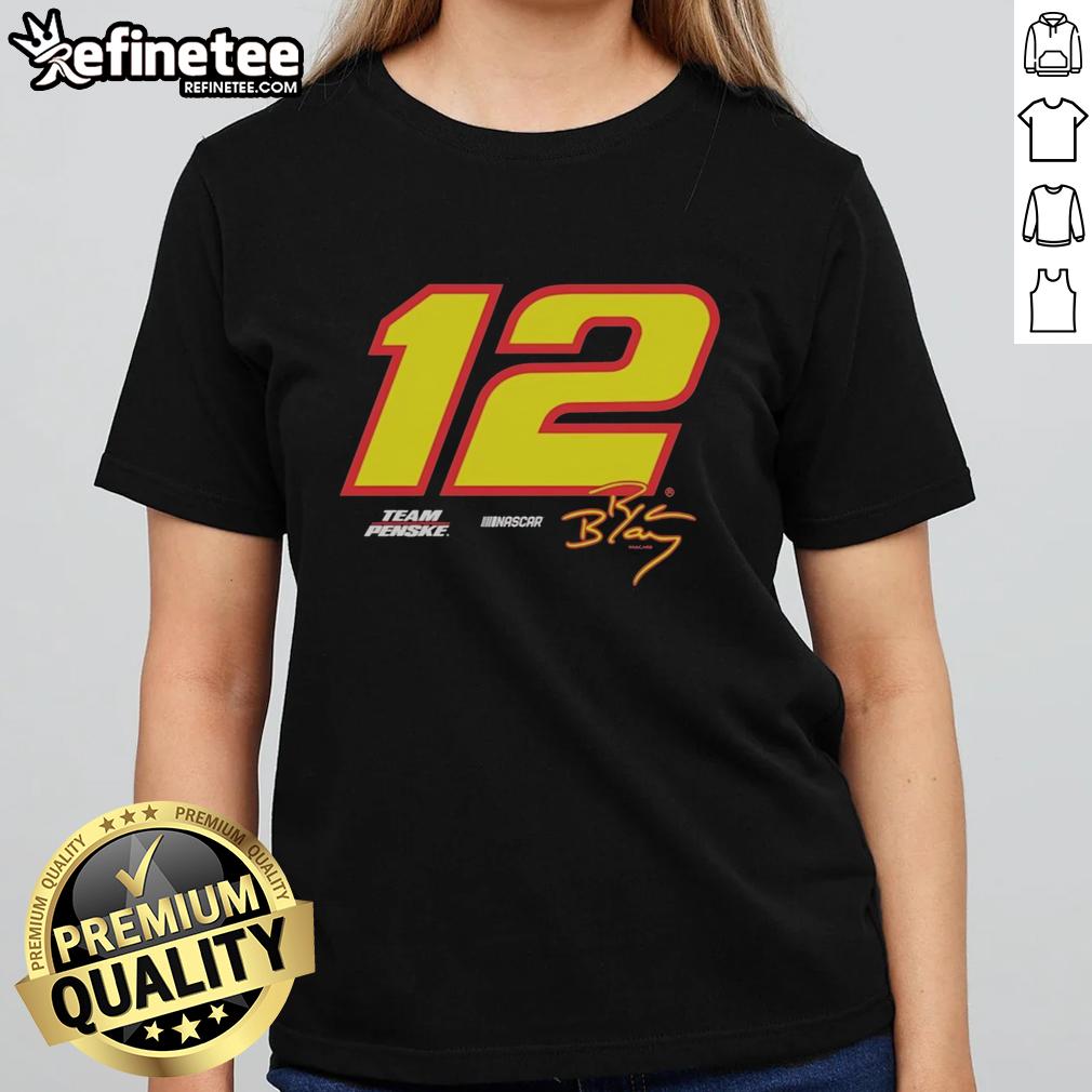 original-ryan-blaney-team-penske-12-nascar-hendrick-motorsports-vintage-ladies-tee Alt Text: Vintage ladies tee featuring Ryan Blaney's Team Penske NASCAR design, perfect for fans of Hendrick Motorsports.