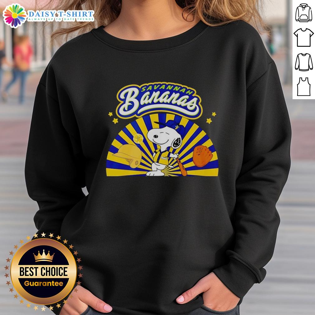 Original Snoopy Savannah Bananas Baseball Dog Batting Stance Sweatshirt Alt Text: Original Snoopy Savannah Bananas baseball dog in batting stance on a cozy sweatshirt, perfect for fans.