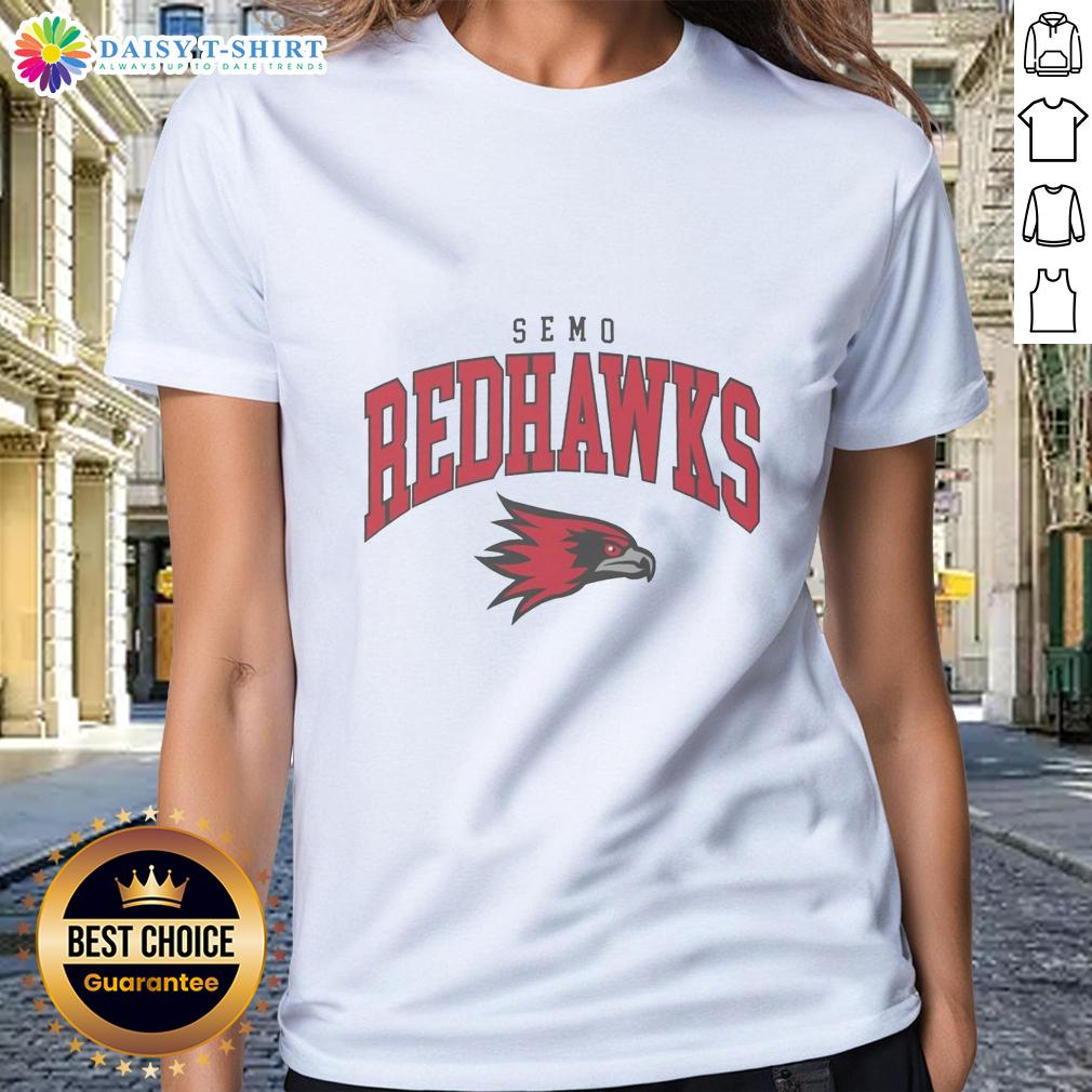 Original Southeast Missouri State Redhawks Classic Logo Ladies Tee Alt Text: Original Southeast Missouri State Redhawks classic logo on a stylish ladies tee shirt design.