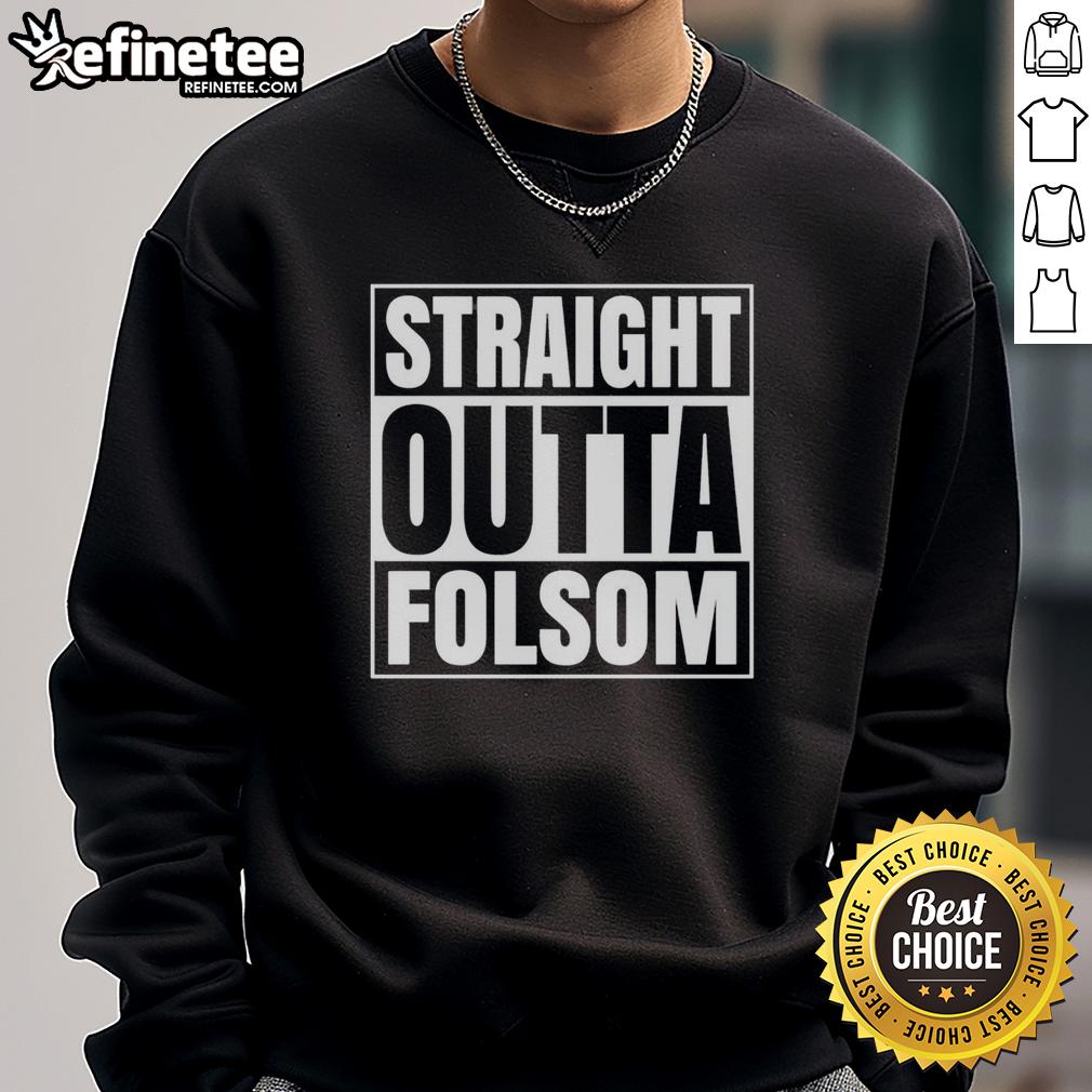 original-straight-outta-folsom-united-states-prison-sweatshirt Alt Text: Original Straight Outta Folsom United States Prison Sweatshirt in black with bold graphic design.