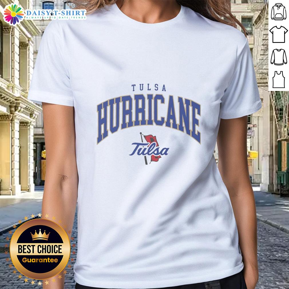 Original Tulsa Golden Hurricane Classic Logo Ladies Tee Alt Text: Original Tulsa Golden Hurricane classic logo on a stylish ladies tee, perfect for fans and casual wear.