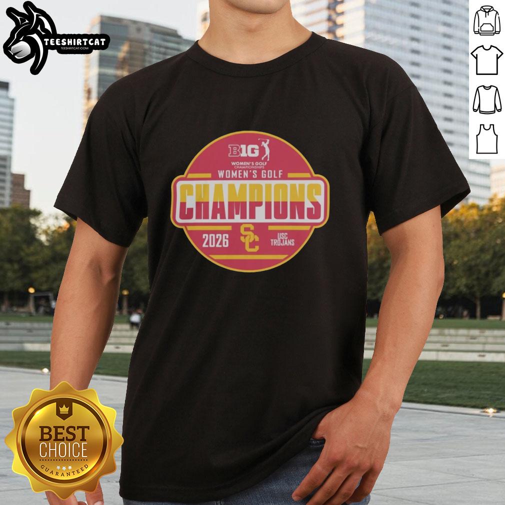 original-usc-trojans-2026-big-ten-womens-golf-tournament-champions-locker-room-t-shirt Alt Text: USC Trojans 2026 Big Ten Women's Golf Tournament Champions T-Shirt in locker room, celebrating victory and team spirit.