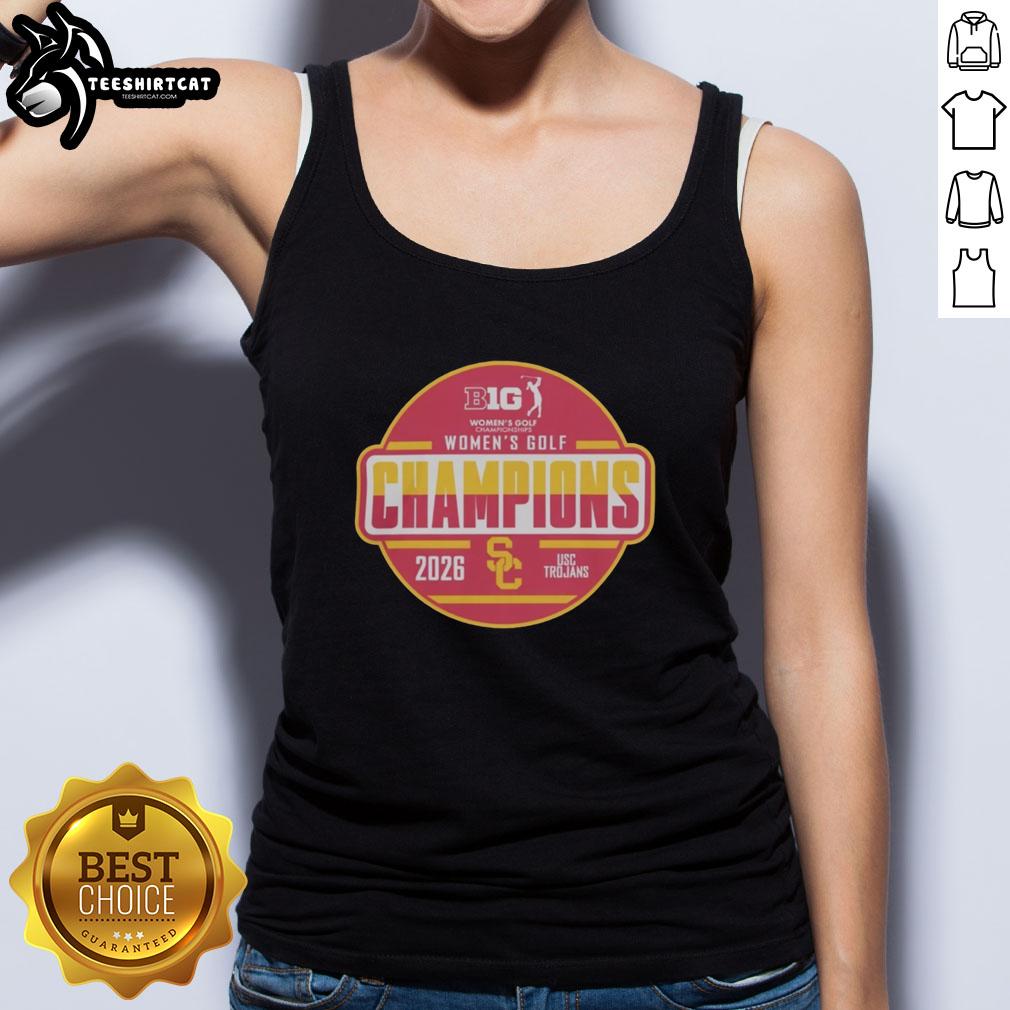 original-usc-trojans-2026-big-ten-womens-golf-tournament-champions-locker-room-tank-top Alt Text: Original USC Trojans 2026 Big Ten Women's Golf Tournament Champions locker room tank top design displayed.