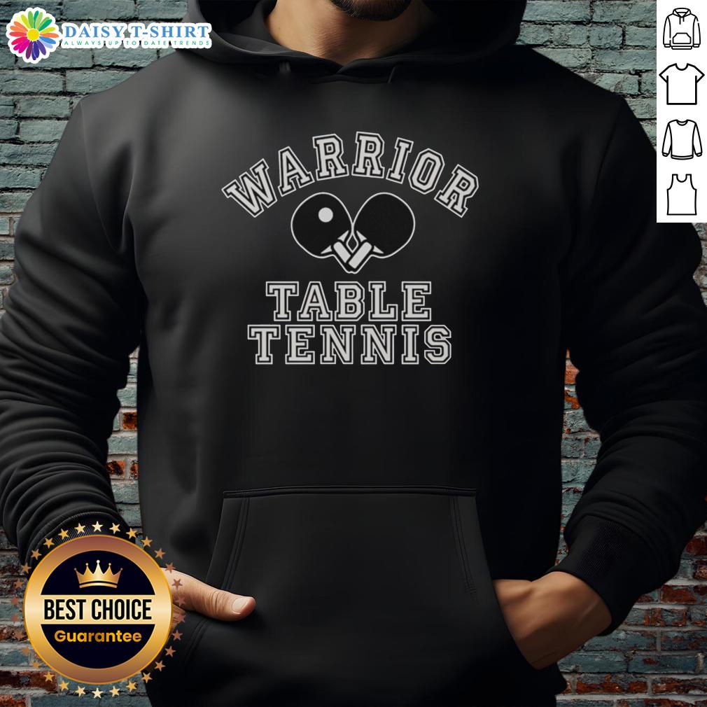 Original Warrior Table Tennis Two Crossed Ping Pong Paddles Hoodie Alt Text: Original Warrior Table Tennis hoodie featuring two crossed ping pong paddles design, perfect for sports enthusiasts.