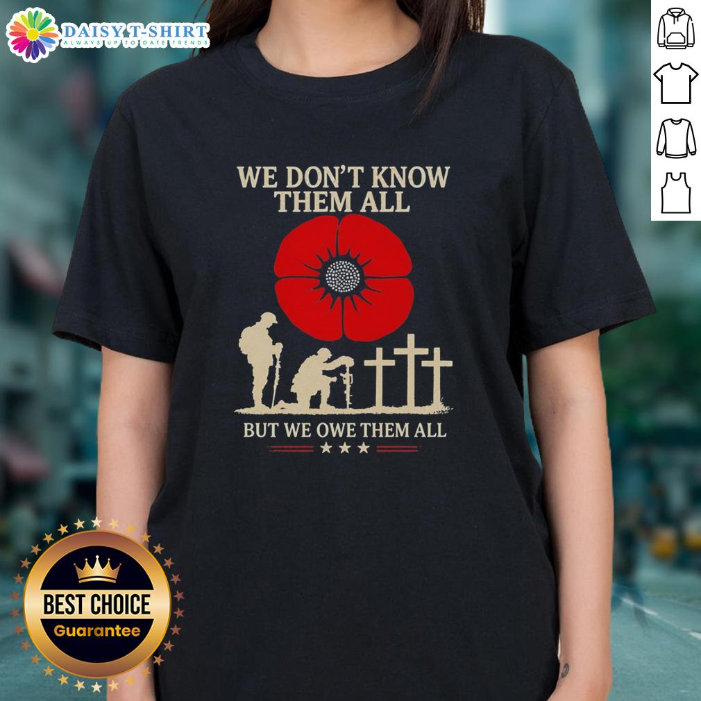 Original We Don'T Know Them All But We Owe Them All Retro Ladies Tee Original 'We Dont Know Them All But We Owe Them All' retro ladies tee featuring bold typography and a stylish design.
