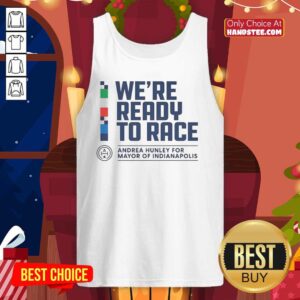 Andrea Hunley for Mayor of Indianapolis tank top, showcasing support for her race with vibrant design and campaign logo.