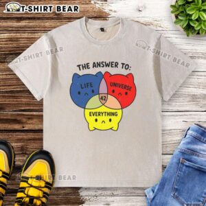 Alt Text: Original The Answer To Everything 42 Washed T-Shirt in soft cotton, featuring a classic design and vibrant print.