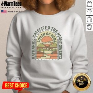 Alt Text: Retro landscape sweatshirt featuring Nathaniel Rateliff and The Night Sweats, perfect for fans of the band.