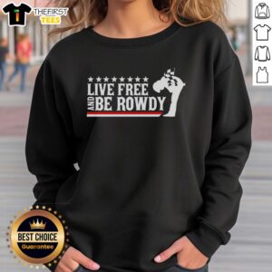 Alt Text: Awesome Kyle Busch Live Free and Be Rowdy sweatshirt featuring bold graphics, perfect for NASCAR fans and casual wear.