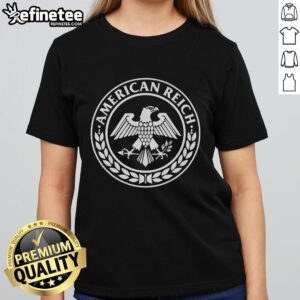Good American Reich Bold Patriotic Eagle Logo Ladies Tee featuring a vibrant eagle design for patriotic fashion enthusiasts.