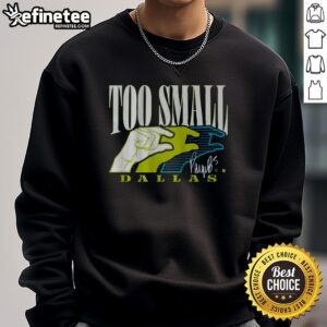 Paige Bueckers wearing a stylish 'Too Small' Dallas sweatshirt, showcasing her unique fashion and basketball vibe.