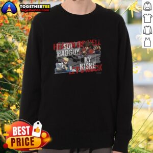 Stylish 'Pretty Heaven or Hell' sweatshirt featuring Sol Badguy and Ky Kiske designs, perfect for fans of gaming fashion.
