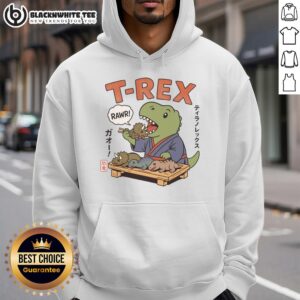 Cute T-Rex breakfast hoodie from Japan featuring a colorful dinosaur design, perfect for cozy mornings and playful style.