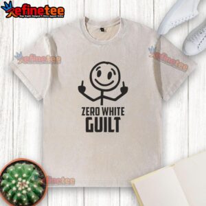 Nice Zero White Guilt Middle Fingers Washed T-Shirt featuring bold graphic design for a stylish, edgy look.