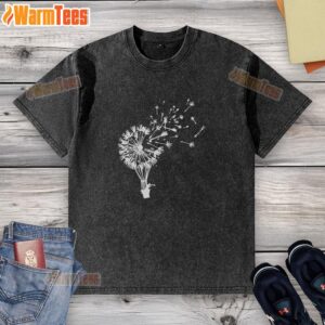 Alt Text: Premium Flower Power Dandelion Fly Away Freedom Washed T-Shirt featuring a vibrant dandelion design on soft fabric.