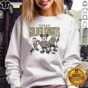 Awesome Vegas Golden Knights Disney team ice hockey sweatshirt featuring vibrant graphics and comfortable fit.