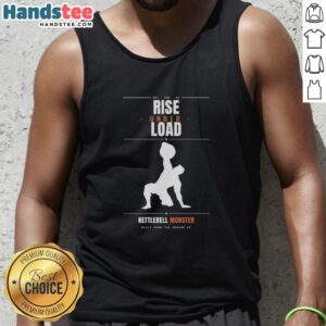 Premium Rise Under Load Kettlebell Monster Tank Top in black, perfect for workouts, showcasing a stylish design and comfort.