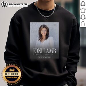 Premium RIP Joni Lamb 1960-2026 sweatshirt featuring 'Well Done Good and Faithful Servant' design for tribute.