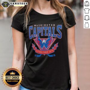 Hot Washington Capitals NHL Established 1974 ladies tee featuring team colors and logo, perfect for female fans.